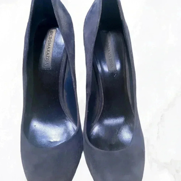 BCBG stylish trendy day 2 nite platform blue suede leather stiletto heel 8.5 - Picture 4 of 6